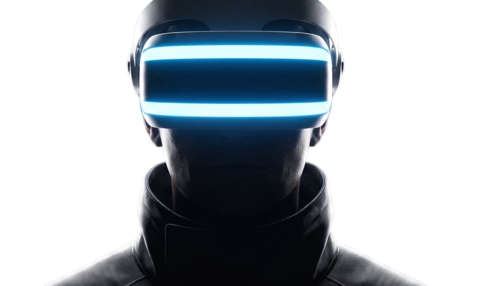 VR person with glowing visor